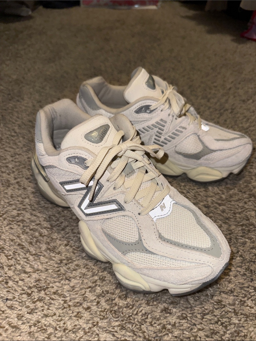 New Balance Women's Cream and Light Gray Running Sneakers